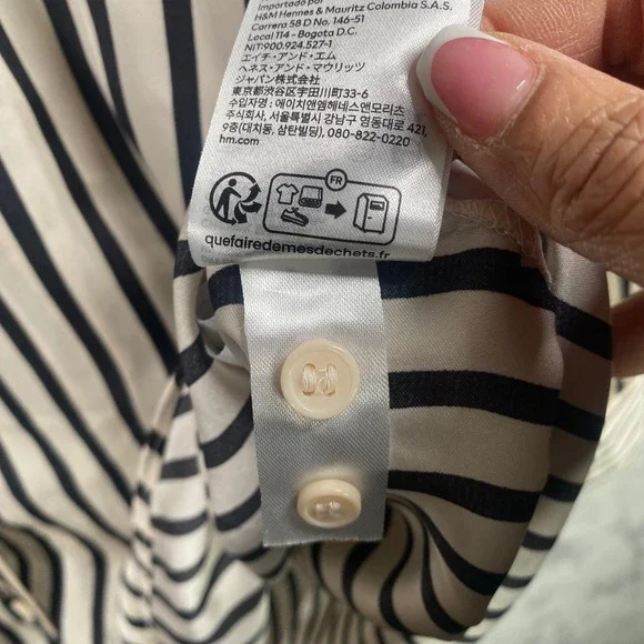 Career Striped Button Down Blouse Womens Large Office Minimalist Preppy Academia - Picture 10 of 10